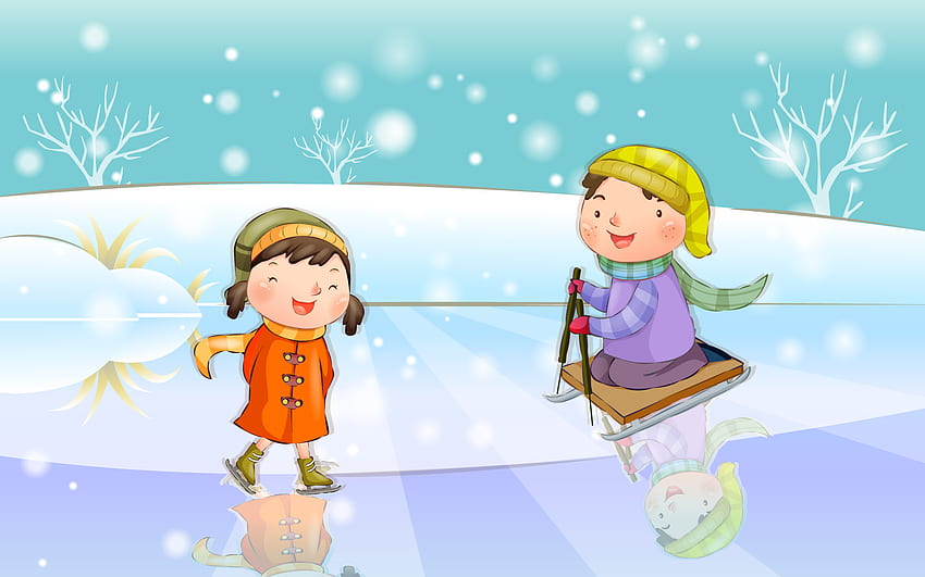 Happy childhood winter chapter illustrations 12431 - Fairy tales illustration HD wallpaper