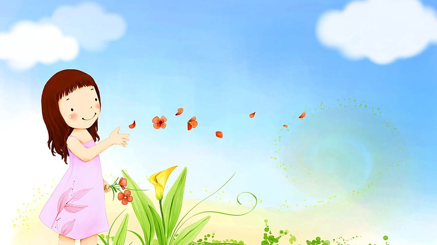 Nature, Flowers, , , Girl, Childhood HD wallpaper