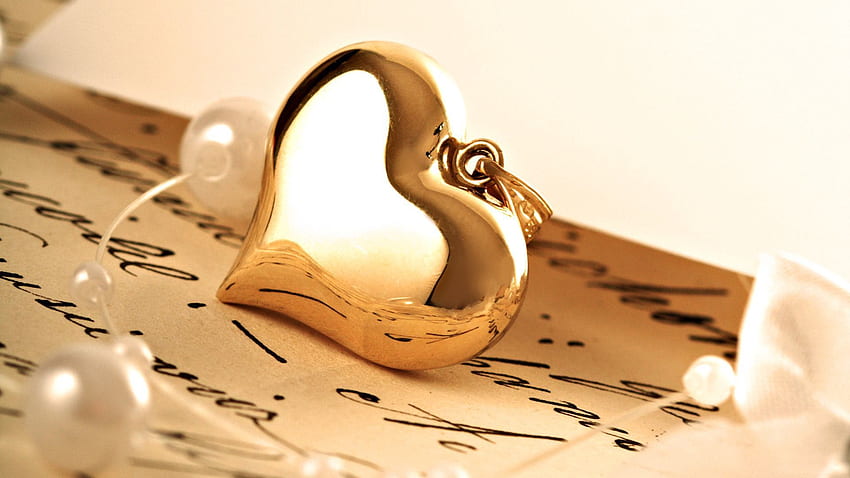 Amor, Ouro, Macro, Presente, Presente, Coração, Pingente, Coulomb, Carta papel de parede HD