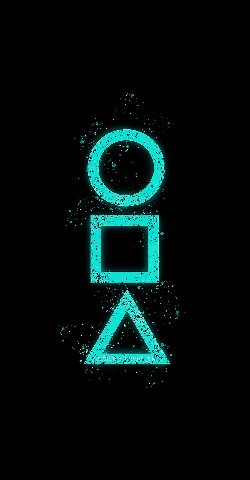 Squid Game Symbol 4, elektryczny niebieski, gra w kalmary, czarny neon, neon, czarny neon, gra w kalmary, czarny, symbol gry w kalmary Tapeta na telefon HD