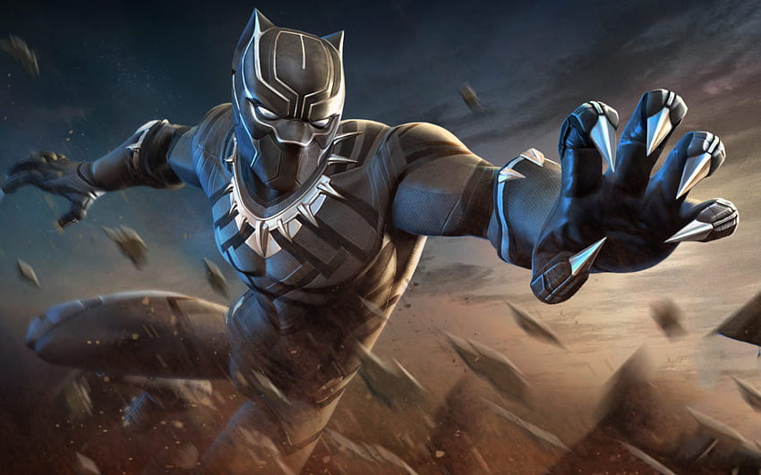 Resolusi Tinggi Black Panther, Neon Black Panther Marvel Wallpaper HD
