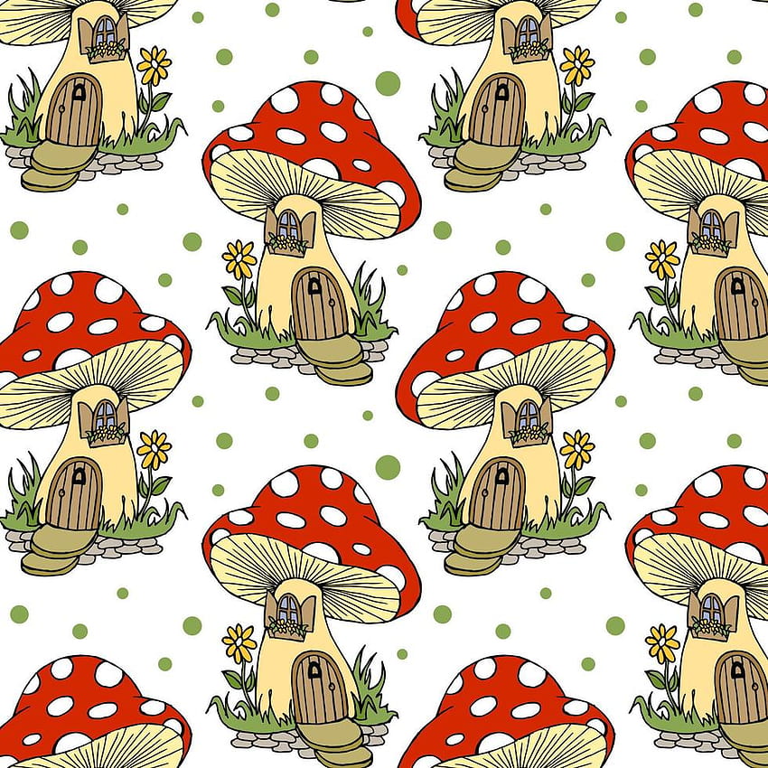 Wzór, rysowane magiczne grzyby muchomor w postaci domów. Tekstylia dla dzieci, druk 5753390 Grafika wektorowa w Vecteezy, Kawaii Mushroom' Tapeta na telefon HD