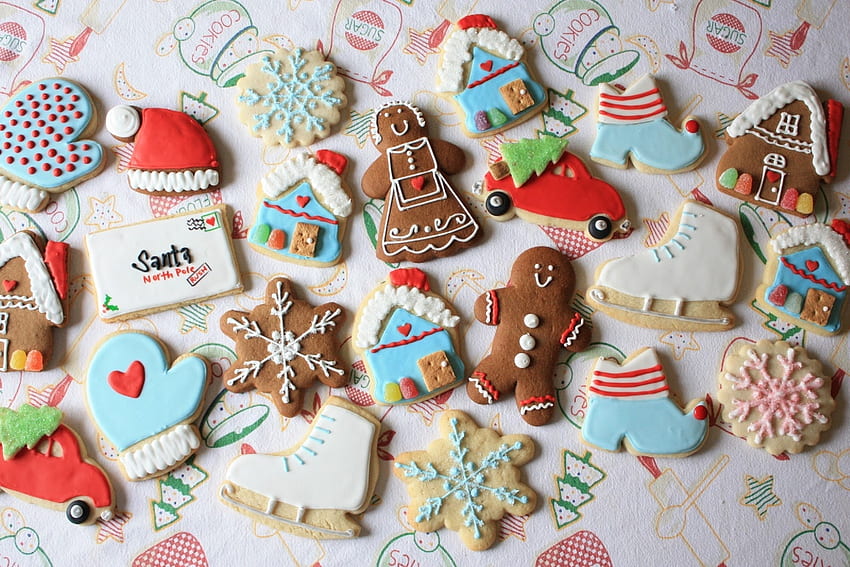 Food, New Year, Cookies, Patterns, Christmas, Figurines, Figures, Bakery Products, Baking HD wallpaper