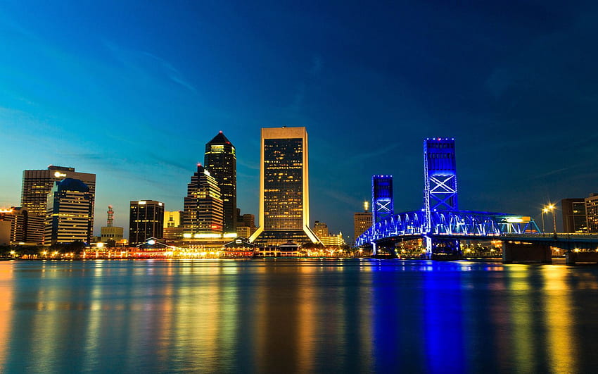 Cities, Night, Usa, City, Bridge, United States, Florida, Jacksonville HD wallpaper