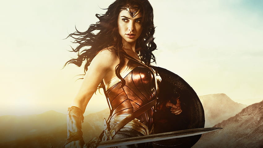 Wonder Woman (2017), mujer maravilla, escudo, femeia fantastica, espada, diana, póster, fantasía, historietas, película, Gal Gadot fondo de pantalla