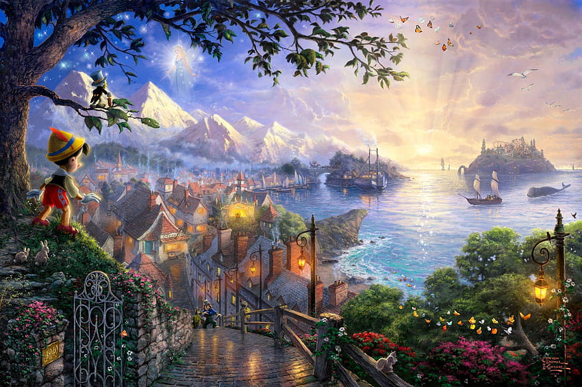 Disney Thomas Kinkade, Disney City HD wallpaper