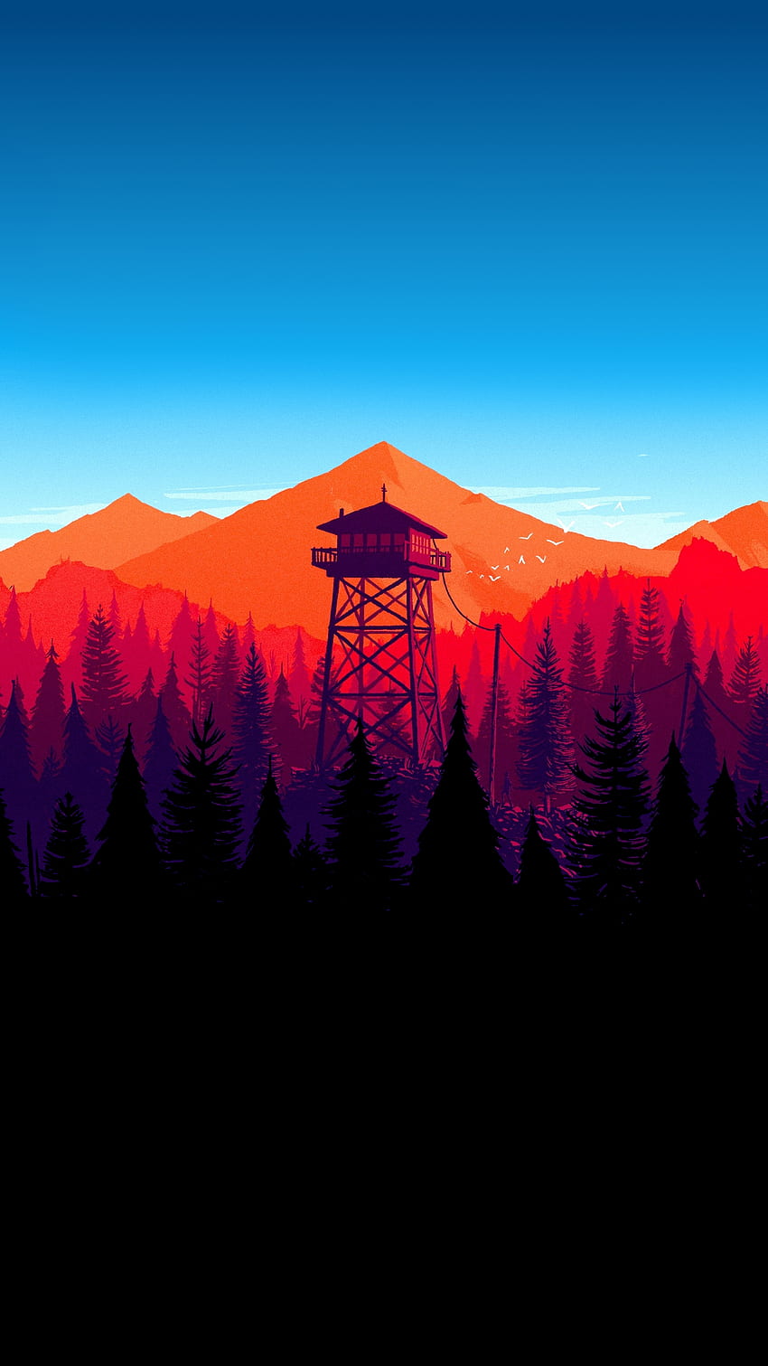 Firewatch Tower With Blue Skies - Minimalist Phone, Minimalistic HD phone wallpaper