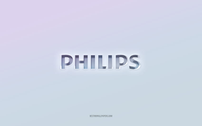 Logotipo da Philips, texto 3d recortado, fundo branco, logotipo da Philips 3d, emblema da Philips, Philips, logotipo em relevo, emblema da Philips 3d papel de parede HD