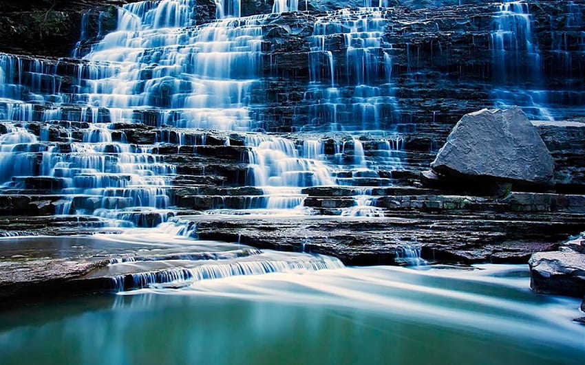 Nature Mystical Waterfall Scene iPad, Mystical Lake HD wallpaper