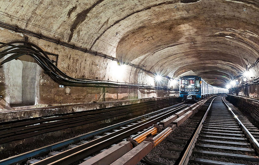 Metro, rails, sleepers, tunnel, subway, WIRE, LIGHT, LAMP, CABLE, Arch ...