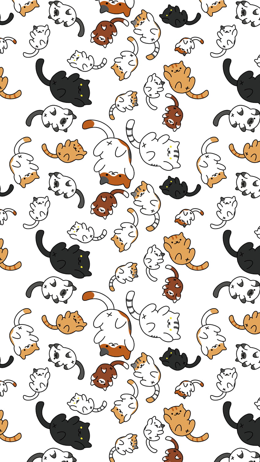 Primeiro: fundo do tema Neko Atsume Tumblr. Segundo e terceiro: Neko Atsume IPhone 6 e IPhone. Papel De Parede De Gato, Gatos, Arte Com Gatos, Cute Cat Pattern Papel de parede de celular HD