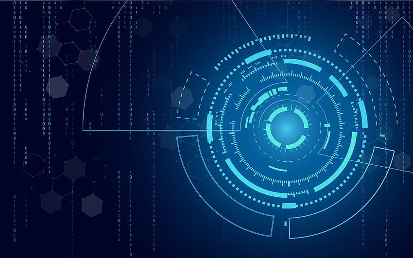 Blue technology circle and computer science abstract background with blue and binary code matrix. Business and Connection. Futuristic and Industry 4.0 concept. Internet cyber and network theme. 543599 Vector Art at Vecteezy HD wallpaper
