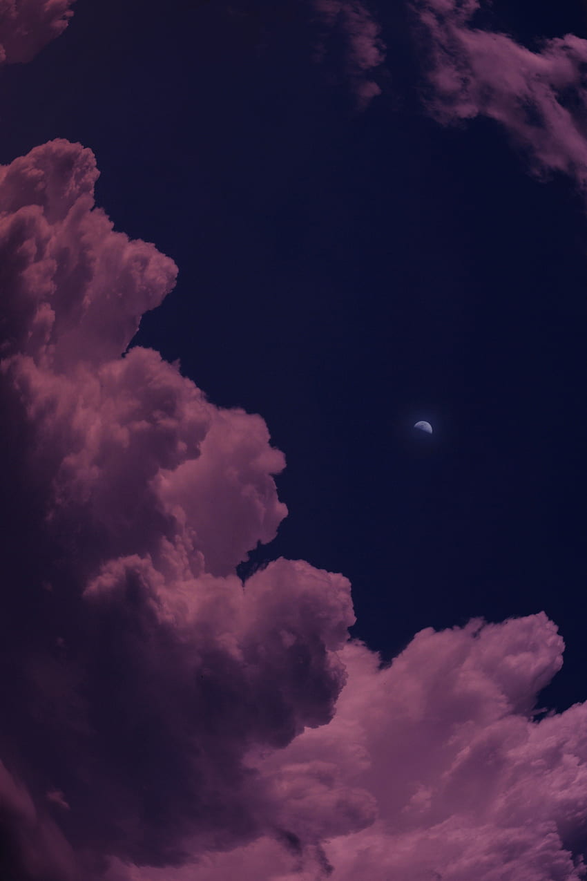 damobL, nube, cielo, luna, azul, efecto, oscuro fondo de pantalla del teléfono