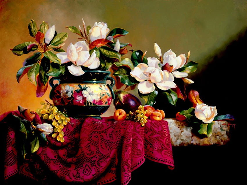 หุ่นนิ่ง ช่อดอกไม้ ฤดูใบไม้ผลิ สวยงาม ละเอียดอ่อน วาด กลีบดอก ดอกไม้ โต๊ะ ศิลปะ ห้อง บ้าน แจกัน สวย ใบไม้ สวย ความสด แดง สีสัน ดอกไม้ น่ารัก บ้าน วอลล์เปเปอร์ HD