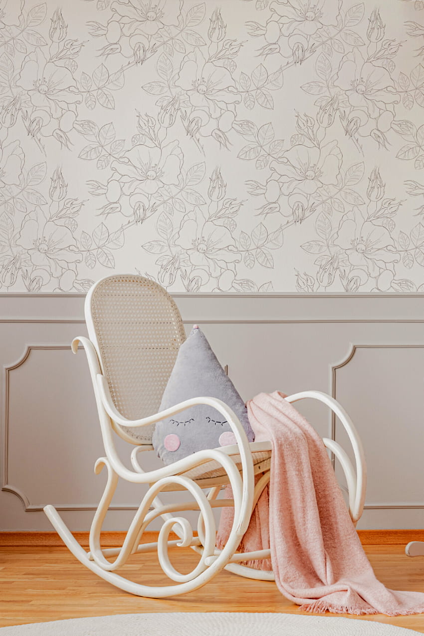 Pink and White Motif Peel and Stick Removable 4142. Removable , Large scale , Rocking Chair HD phone wallpaper