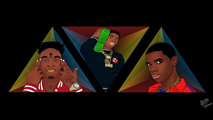 Savage, NBA YoungBoy i A Boogie Fan Art: HipHop, NBA Young Boy Cartoon Tapeta HD