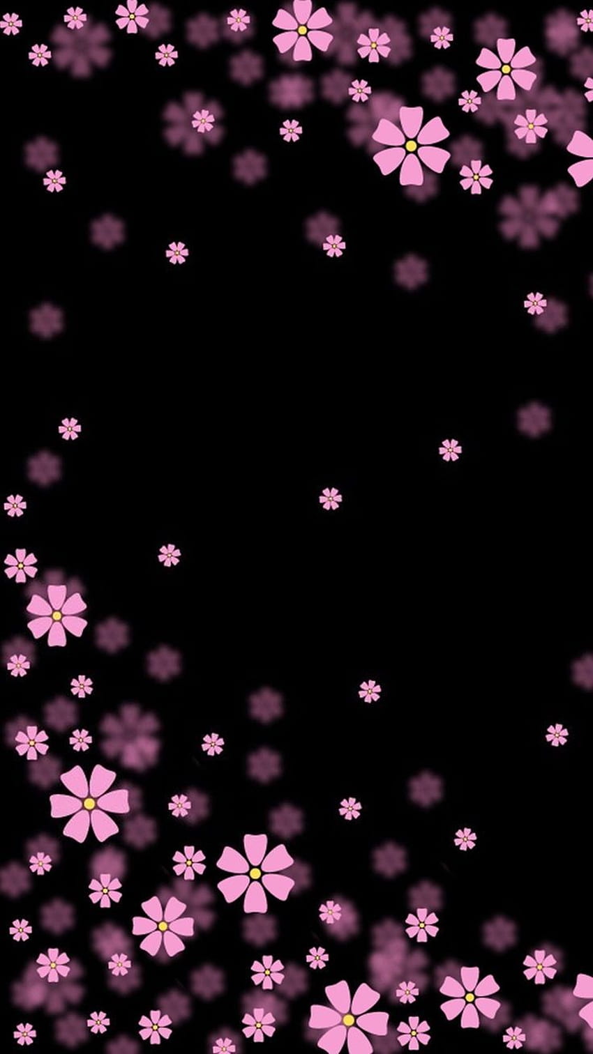 最高のかわいい電話の背景のアイデアのスクリーンセーバー。 花の背景、ピンクの花、花、かわいいピンクと黒 HD電話の壁紙
