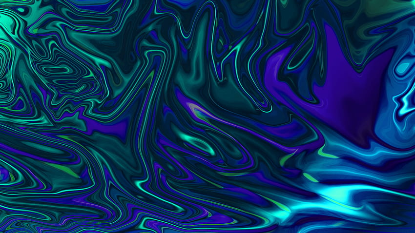 Zielona, ​​fioletowa i niebieska płynna grafika wirowa autorstwa lonewolf6738. Tło, chłodny fiolet i błękit Tapeta HD