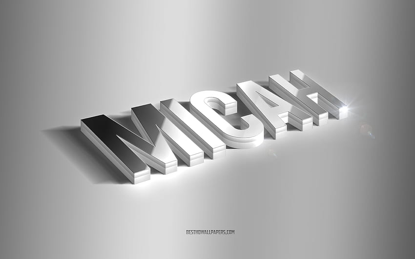 Micah, silver 3d art, gray background, with names, Micah name, Micah greeting card, 3d art, with Micah name HD wallpaper