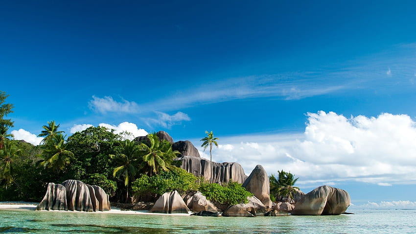 Landschaft der Seychellen-Inseln HD-Hintergrundbild