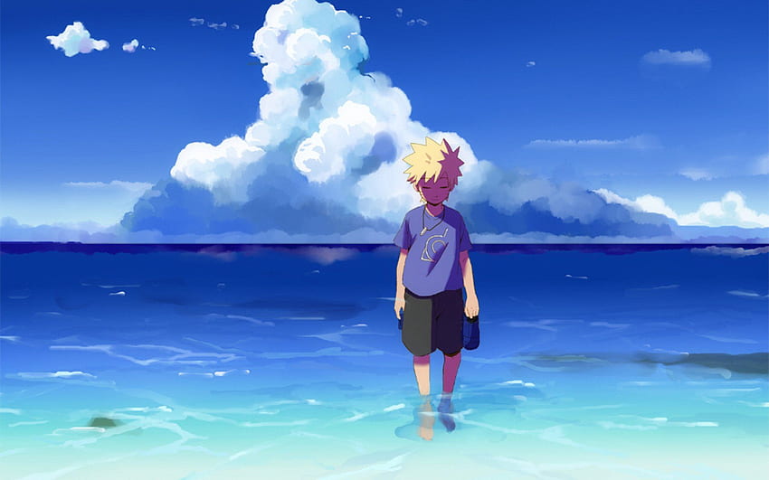Anime, Solitario, Dark, Sky, Blue, Mar, Oceano, Water, Naruto, Shippuden, Boy, Kid, Triste, Short, Hair / und Mobile Background HD-Hintergrundbild