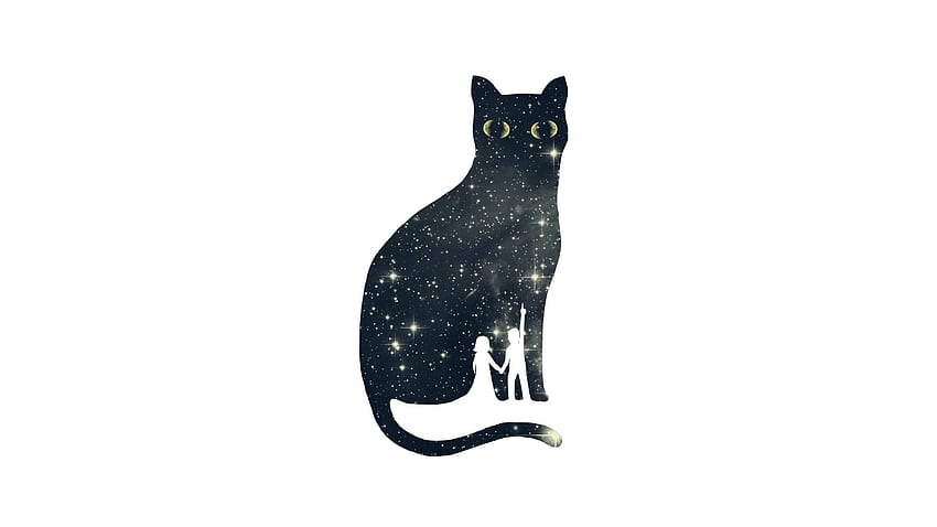 Tier, schwarze Katze, Katze, Säugetier, Haustier in der Größe geändert, Katze minimalistisch HD-Hintergrundbild