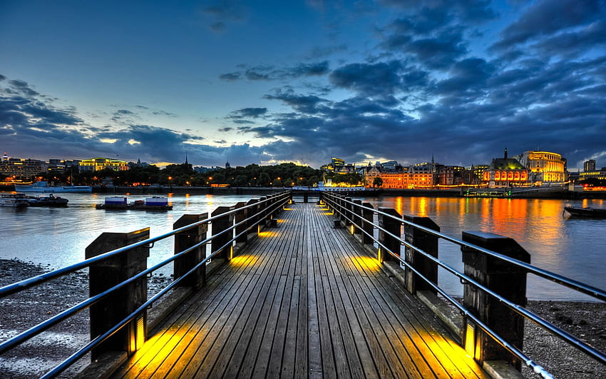Dock, Dock at Night HD wallpaper