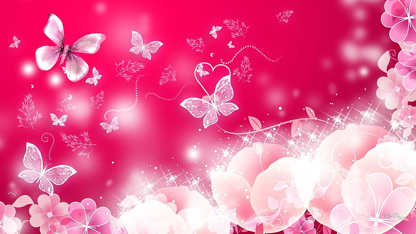 Neon Butterfly Live, Cute Pink Butterfly HD wallpaper