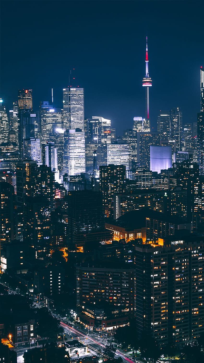 Awesome iPhone 8 or iPhone X . City lights at night, Toronto Skyline HD phone wallpaper