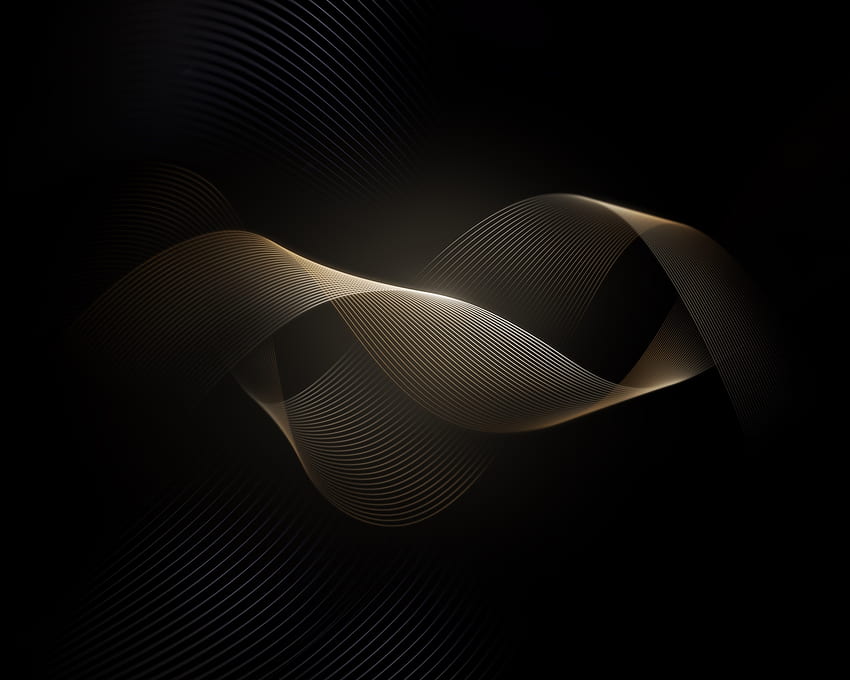 Waves, golden lines, dark black, abstract HD wallpaper