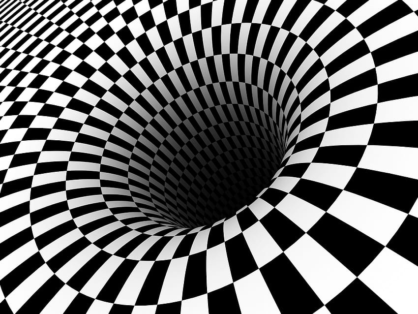 Black hole checkered vortex optical illusions, Dark Illusion HD wallpaper