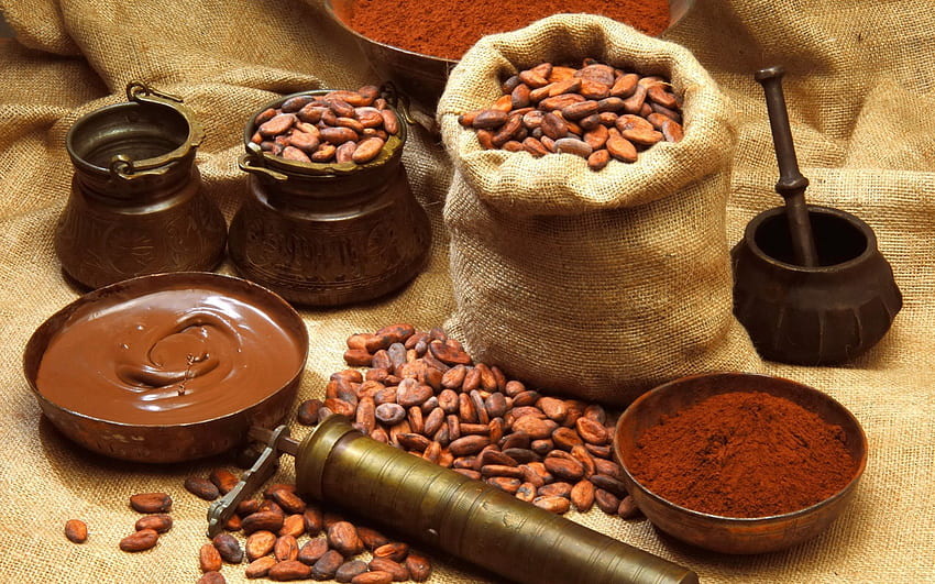 Make some chocolate, sweet, delight, chocolate, coffee beans, chocolate paste HD wallpaper