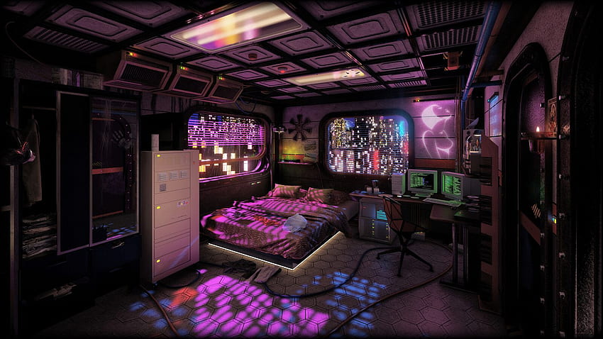 Идеи за стаи в киберпънк мебели. Cyberpunk, Cyberpunk Room, Cyberpunk Aesthetic HD тапет