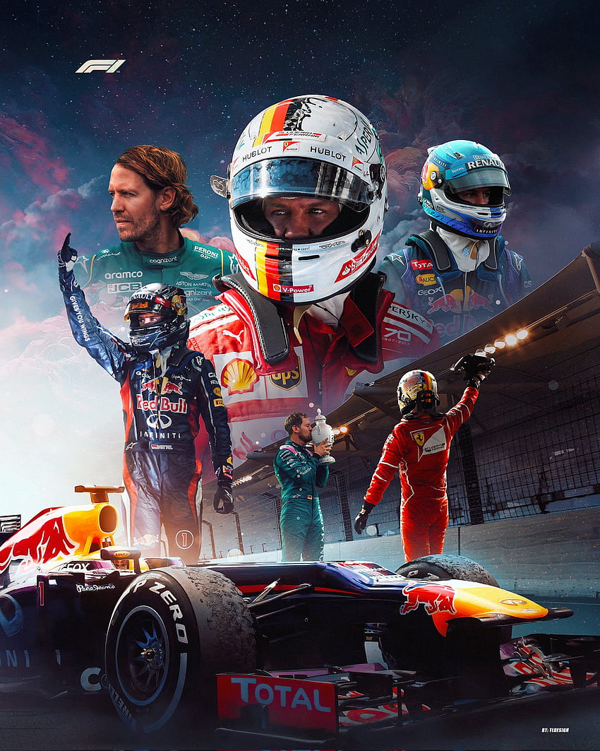Sebastia Vettel cartaz, automobilismo, F1, SebastianVettel Papel de parede de celular HD