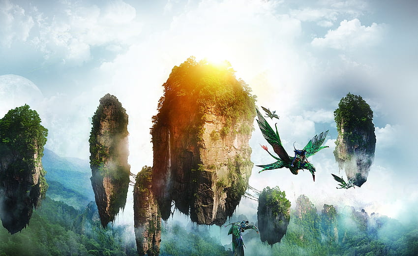Avatar Filmi, yüzen kayalar ve ejderhalar HD duvar kağıdı