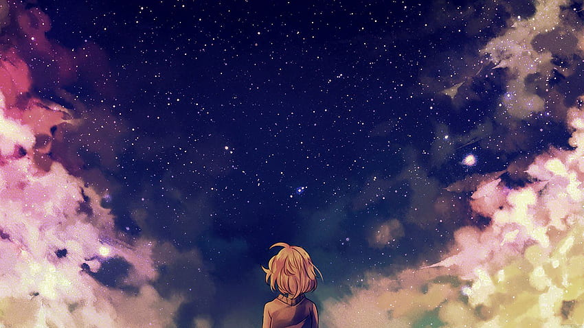 Starry Space Illust Anime Girl, Lo-Fi 美学 高画質の壁紙