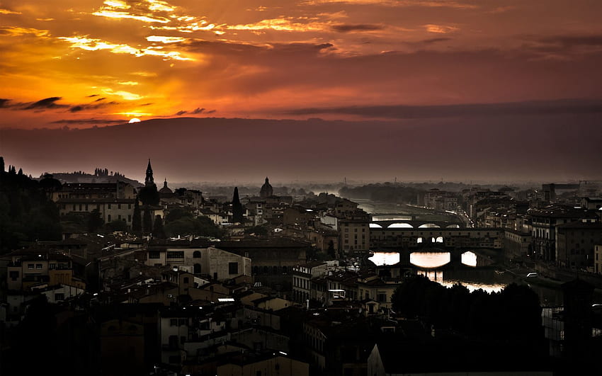 Cidades, Pôr do Sol, Céu, Itália, Construção, Florença papel de parede HD