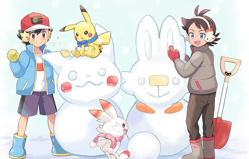 pupazzi di neve, Pokemon, ragazzi, Pokemon, Pikachu per , sezione кодомо, Pokemon invernali Sfondo HD