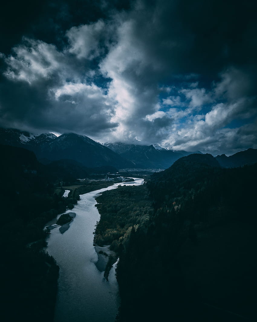 Germany, Nature, Rivers, Trees, Sky, Mountains, Clouds, View From Above HD phone wallpaper