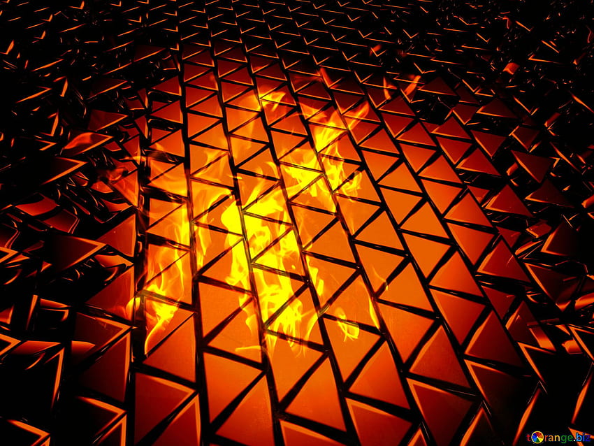 라이센스 스톡 Fx №215148에 의해 CC에서 불타는 3D 추상 형상 체적 삼각형 금 금속 배경 화재 불꽃 HD 월페이퍼