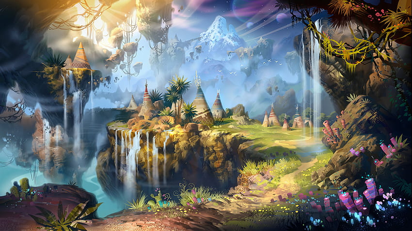 Anime Fantasy Landscape For, Anime Village HD wallpaper
