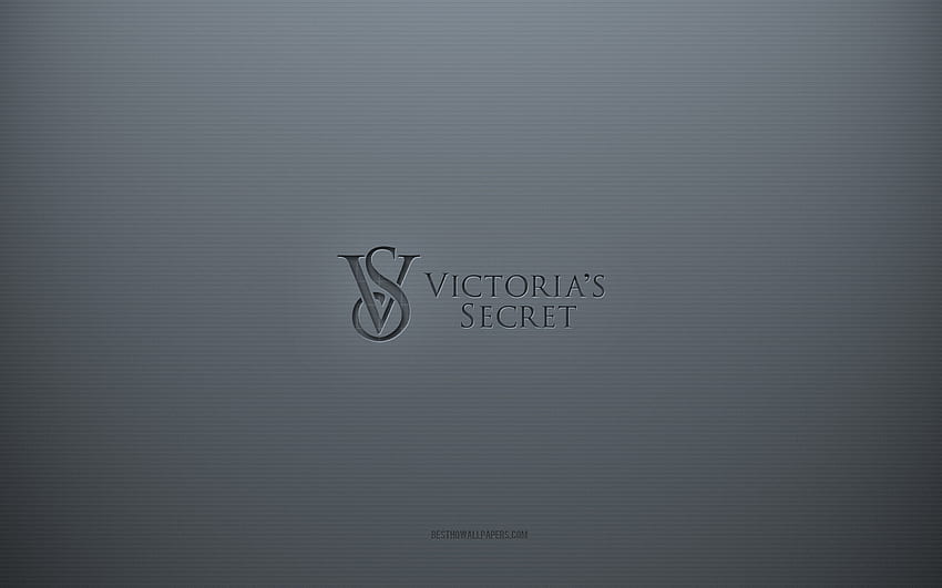 Victorias Secret logo, gray creative background, Victorias Secret emblem, gray paper texture, Victorias Secret, gray background, Victorias Secret 3d logo HD wallpaper
