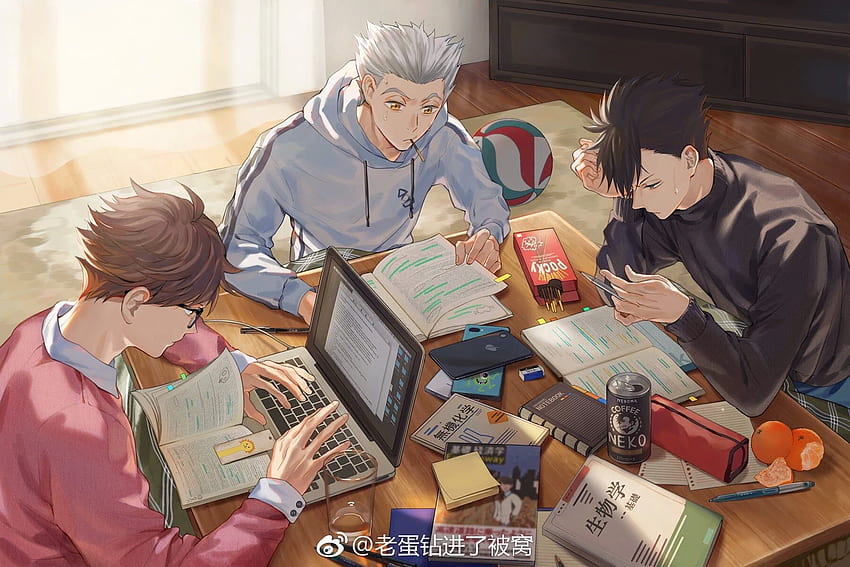 Boys studying : haikyuu, Studying Anime HD wallpaper