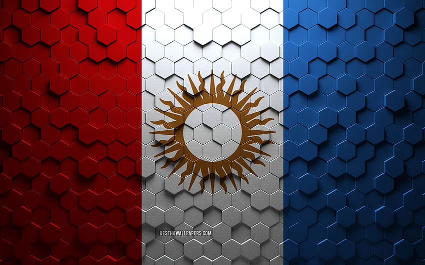 Flag of Cordoba, honeycomb art, Cordoba hexagons flag, Cordoba 3d hexagons art, Cordoba flag HD wallpaper