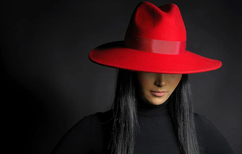 червена, шапка, брюнетка за , раздел девушки, Red Hat Linux HD тапет