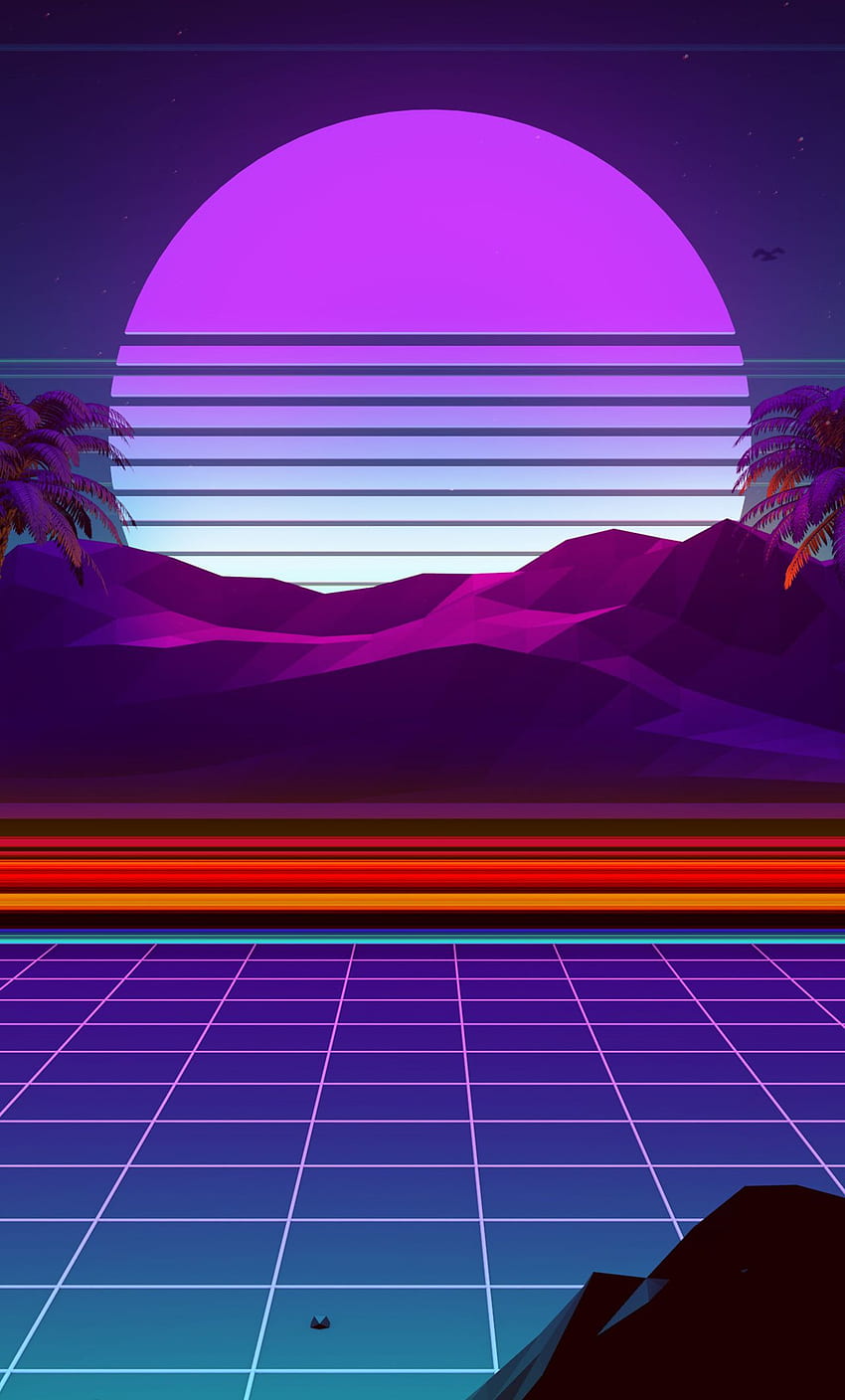 Palm Trees Neon Sun Rays 80s iPhone, Cool 80s Neon HD phone wallpaper