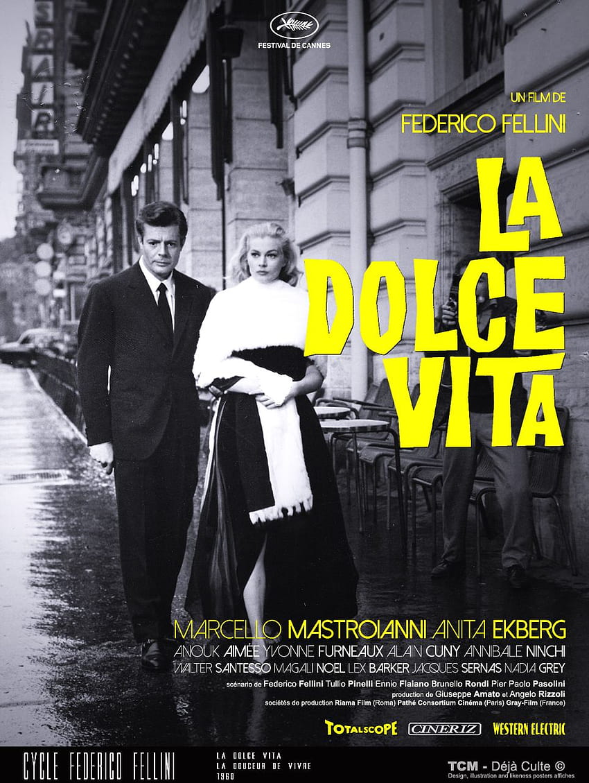 La Dolce Vita 1960 Federico Fellini Marcello Mastroianni Anita Ekberg ...