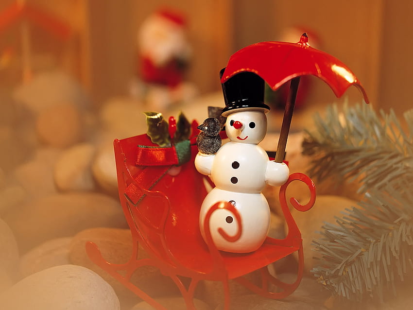 Decoration christmas, snowman, holiday, snow, christmas HD wallpaper