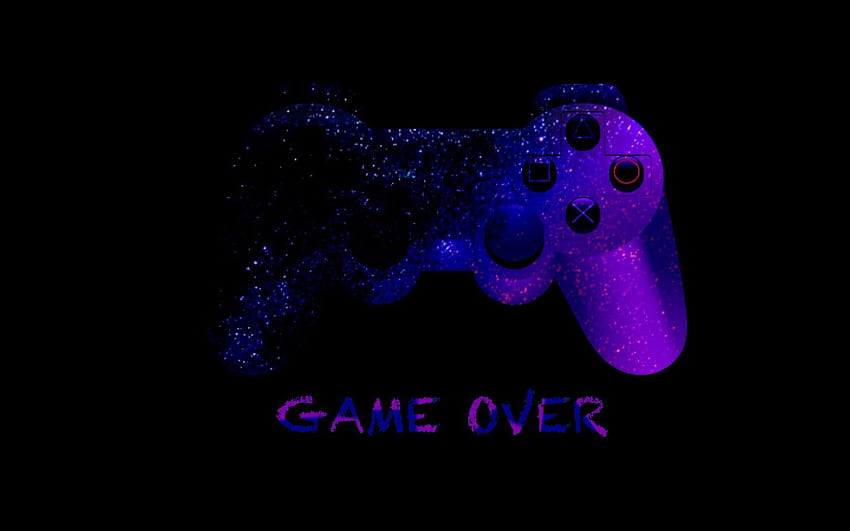 permainan berakhir, joystick, pengontrol, gamepad, layar lebar neon latar belakang 16:10 Wallpaper HD