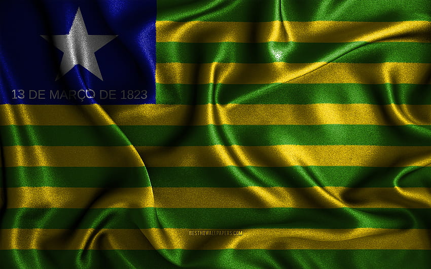 Bendera Piaui,, bendera sutra bergelombang, negara bagian brazilian, Hari Piaui, bendera kain, Bendera Piaui, seni 3D, Piaui, Amerika Selatan, Negara Bagian Brasil, bendera Piaui 3D, Brasil Wallpaper HD